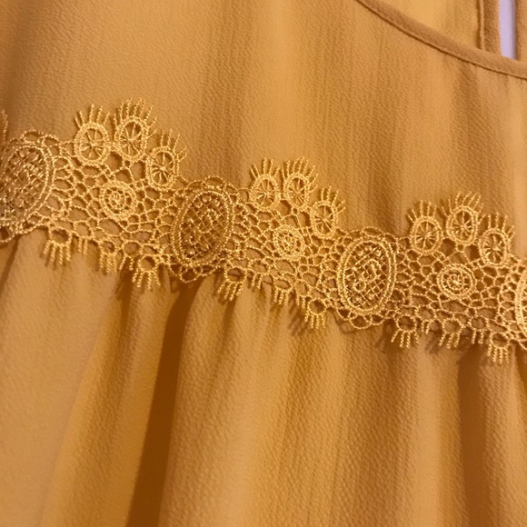 Ava & Viv Tops - Ava and Viv mustard top with lace detail 3X